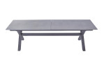 Gartentisch Vancouver mit einer Tischplatte aus Glas-Keramik in Beton-Optik und X-Gestell aus Aluminium in Anthrazit, Seitenansicht
