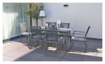 Dining-Set Genua mit dunkelgrauem Rope, Tischplatte aus bedrucktem Glas und Gestell aus Aluminium in Anthrazit, Milieu