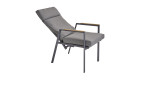 Dining-Set Grado 6-tlg. in grau, Tischplatte aus 3D-Glas und Gestell aus Aluminium, Ansicht Liegestuhl mit Funktion