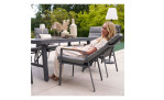 Dining-Set Grado 6-tlg. in grau, Tischplatte aus 3D-Glas und Gestell aus Aluminium, Ansicht im Milieu