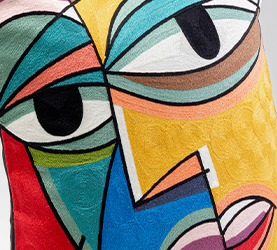Kare Design Kissen Faccia Arte Colore Left Muster