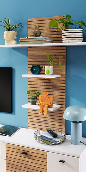 Wandboard  LIV'IN Rovigo mit Akustikpaneelen aus Holz als Eyecatcher