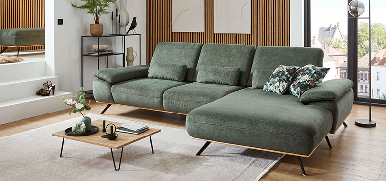 Komfort-Ecksofa Este in der Farbe Moos