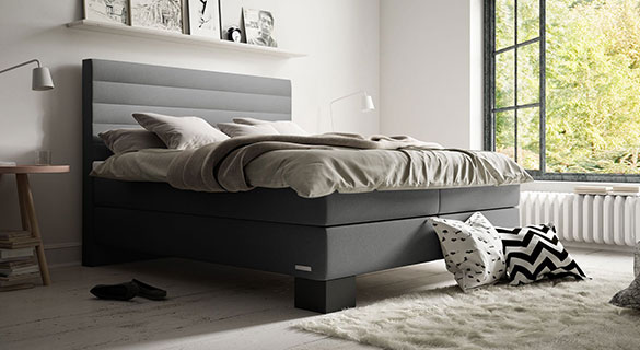 Boxspringbett Lifestyle-Linea-Classic mit der Stoffbezug Farbe Steel