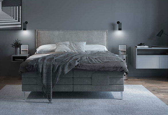 Motor-Boxspringbett Lifestyle Sensation schwebend in Farbe Steel-grau