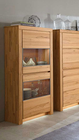 Wöstmann Vitrine Parma Massivholz Kernbuche