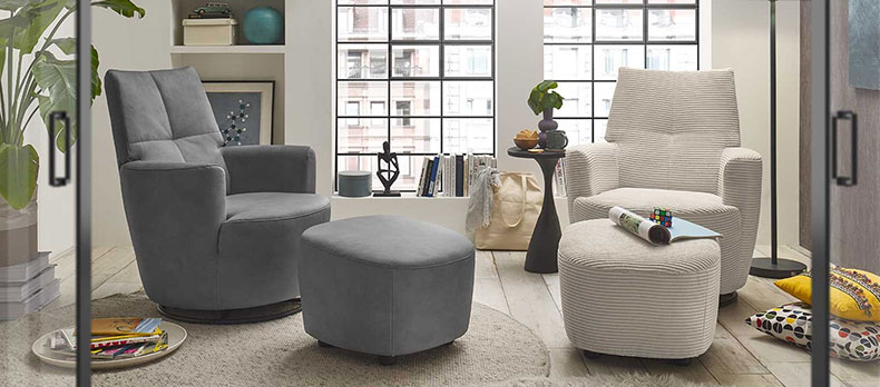 Set one Sessel SO 1450 mit gesteppter Sitzoptik in der Farbe Oliv