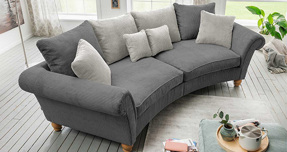 Landhausstil Bigsofa LIV'IN Cadiz mit dunkelgrauem Cord
