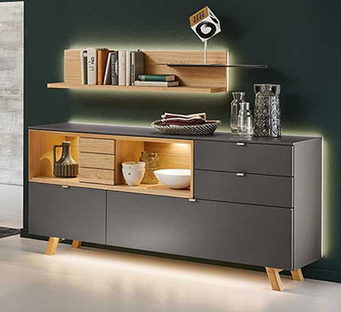 Venjakob Sideboard Andiamo Home mit Fronten in der Farbe Schiefergrau