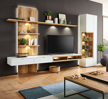 Venjakob Wohnwand Andiamo Home mit Fronten in der Farbe Kristallweiß