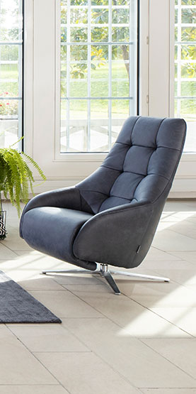 W. Schillig Relaxsessel Filippoo mit Leder in der Farbe Navy